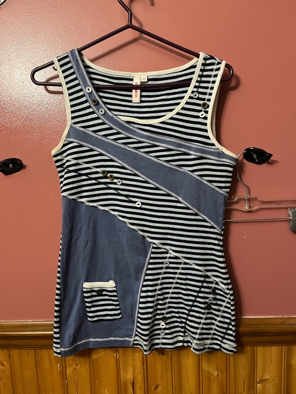 Striped Navy & White Sleeveless Camisole Tank Top